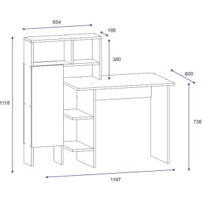 Office desk Slate white-oak 20x60x112cm