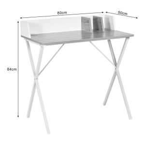 Office desk Zervan in oak color with white metal legs 80x50x84cm