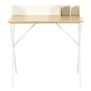 Office desk Zervan in oak color with white metal legs 80x50x84cm