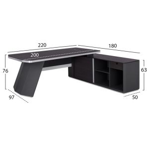 Office desk right corner Rosewood Hm2083r 220x180x76cm