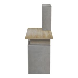 Office desk with shelf and cabinet Meza in sonoma-gray cement color 146.3x55x128.8cm