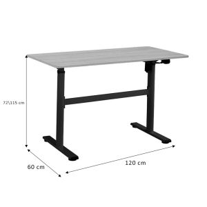 Office desk with adjustable height with Karla Sonoma-black 120x60x72/115cm