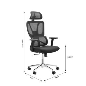 Office chair Aish anatomical seat mesh black 64x66x130cm