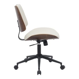 Office chair Amani beige Pu-walnut plywood 52x54x90.5cm