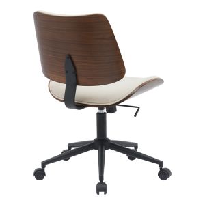 Office chair Amani beige Pu-walnut plywood 52x54x90.5cm