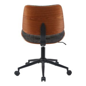 OFFICE CHAIR AMANI MADE OF WALNUT WOOD WITH GREY FABRIC 52X54X90.5 CM