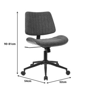 OFFICE CHAIR AMANI MADE OF WALNUT WOOD WITH GREY FABRIC 52X54X90.5 CM