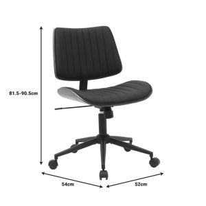 Office chair Amani black pu-walnut plywood 52x54x90.5cm
