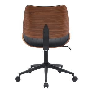 Office chair Amani black pu-walnut plywood 52x54x90.5cm