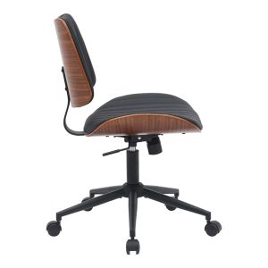 Office chair Amani black pu-walnut plywood 52x54x90.5cm