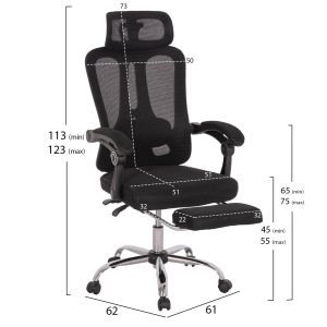 Офис стол Barnet Hm18258.01 черна мрежа - черна рамка с найлон 61x62x123всм.