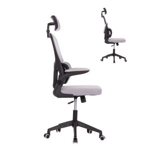 Office chair Baston Hm18236.02 gray mesh fabric and black Pp frame 64x60x127cm.