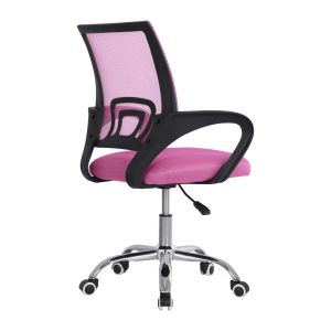 Office chair Bristone pink mesh fabric-chrome base-black armrests 60x51x95hcm HM1058