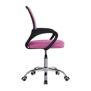 Office chair Bristone pink mesh fabric-chrome base-black armrests 60x51x95hcm HM1058