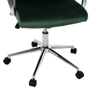 Josef office chair, green velvet, Inox base 58x61x105-113cm Hm1181,03