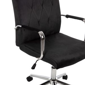Josef office chair, black velvet, Inox base 58x61x105-113cm Hm1181,04