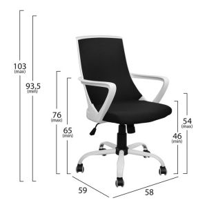 Office chair Malfoi Hm1053,01 black with mesh and metal base 58x59x103cm