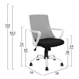 Office chair Malfoi Hm1053,21 gray with mesh and metal base 58x59x103cm