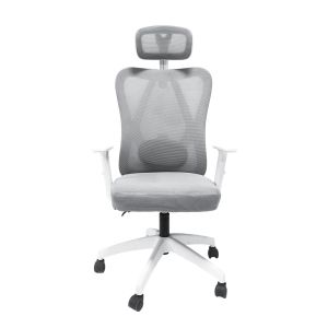 Office chair Mexer gray mesh-white metal Basexnylon frame 60x49x130hcm HM1195