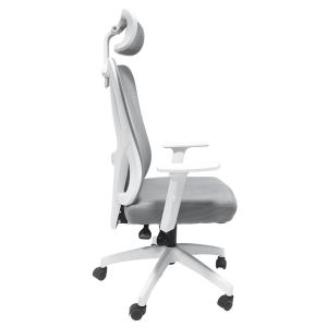 Office chair Mexer gray mesh-white metal Basexnylon frame 60x49x130hcm HM1195