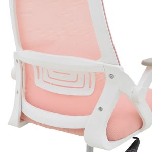 Office chair Peja, fabric, mesh, pink, white frame, 58x60x107-117 cm