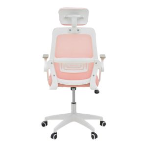 Office chair Peja, fabric, mesh, pink, white frame, 58x60x107-117 cm