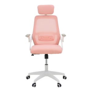 Office chair Peja, fabric, mesh, pink, white frame, 58x60x107-117 cm
