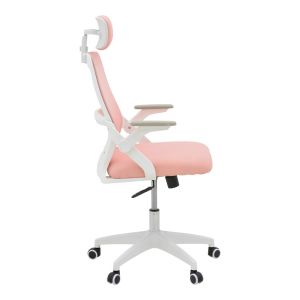Office chair Peja, fabric, mesh, pink, white frame, 58x60x107-117 cm