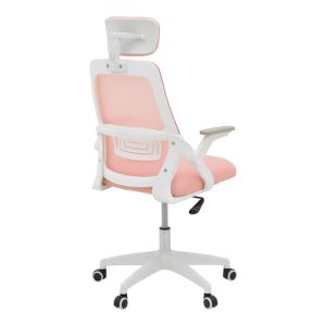 Office chair Peja, fabric, mesh, pink, white frame, 58x60x107-117 cm