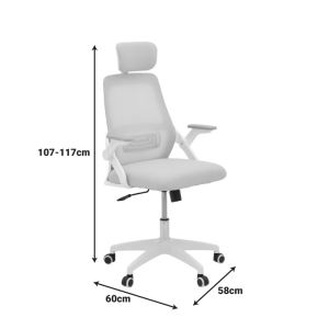 Office chair Peja, fabric, mesh, gray-beige, with black frame, 58x60x107-117 cm