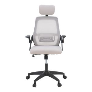 Office chair Peja, fabric, mesh, gray-beige, with black frame, 58x60x107-117 cm