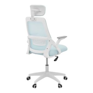 Office chair Peja, fabric, mesh, light blue, white frame, 58x60x107-117 cm
