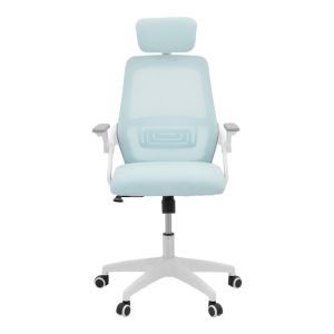 Office chair Peja, fabric, mesh, light blue, white frame, 58x60x107-117 cm