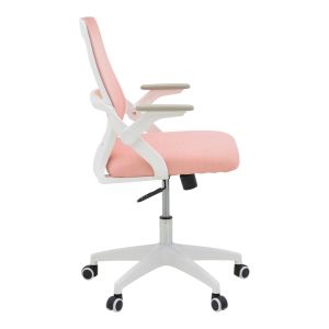 Office chair Reji, fabric, mesh, pink, white frame, 58x60x89-99 cm