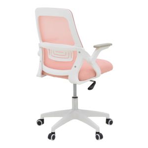 Office chair Reji, fabric, mesh, pink, white frame, 58x60x89-99 cm