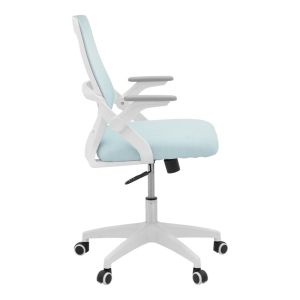 Office chair Reji, fabric, mesh, light blue - white frame, 58x60x89-99 cm
