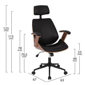 Office chair Superior Pro, walnut-black 63x67x123cm Hm1109,01