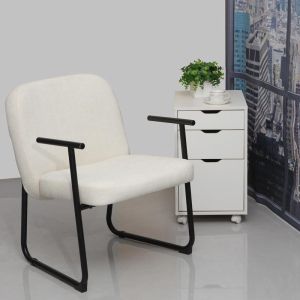 Офис стол Vindor, кремав плат, с черен метален крак 65x68.5x79.5см