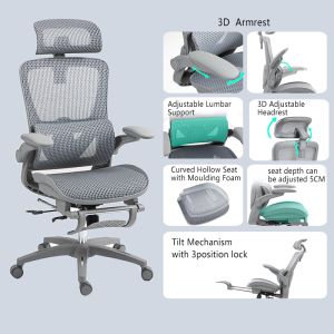 Office manager chair Zenyk mesh in black and white color 63x70x126cm