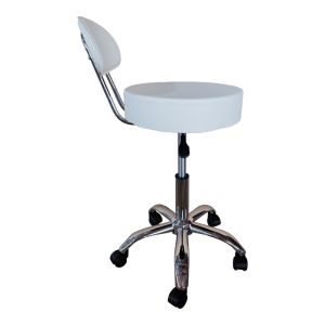 Office chair on wheels with backrest Tebere Pu in white 35x35x65-77cm