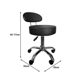 Office chair on wheels with backrest Tebere Pu in black color 35x35x65-77cm