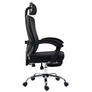Office chair with footrest Titan Premium Quality textile-mesh black