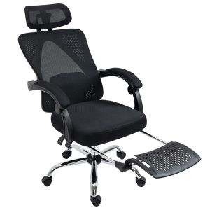 Office chair with footrest Titan Premium Quality textile-mesh black