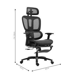 Office chair with footrest Verdant Premium Quality mesh black