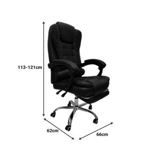 Office chair with footrest Worko Pu in black shade 66x62x113-121cm
