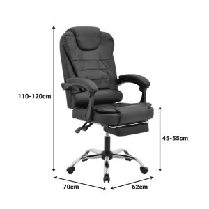 OFFICE CHAIR WITH FOOTREST AND MASSAGE MECHANISM VOLTER PU BLACK 62X70X110CM