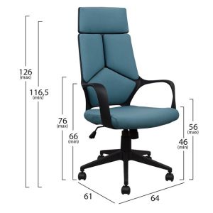 Office chair gray-light blue and black base 64x61x126cm Hm1054,06