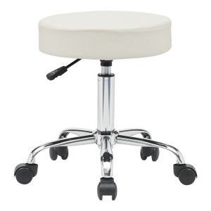 Office stool with wheels Uficio Pu in white shade 46x42x48-64cm