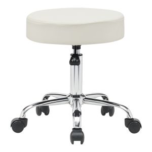 Office stool with wheels Uficio Pu in white shade 46x42x48-64cm