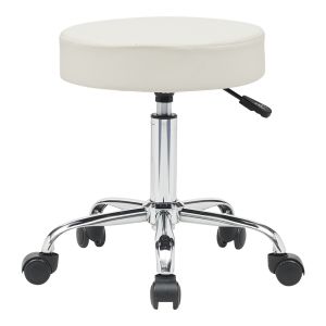Office stool with wheels Uficio Pu in white shade 46x42x48-64cm